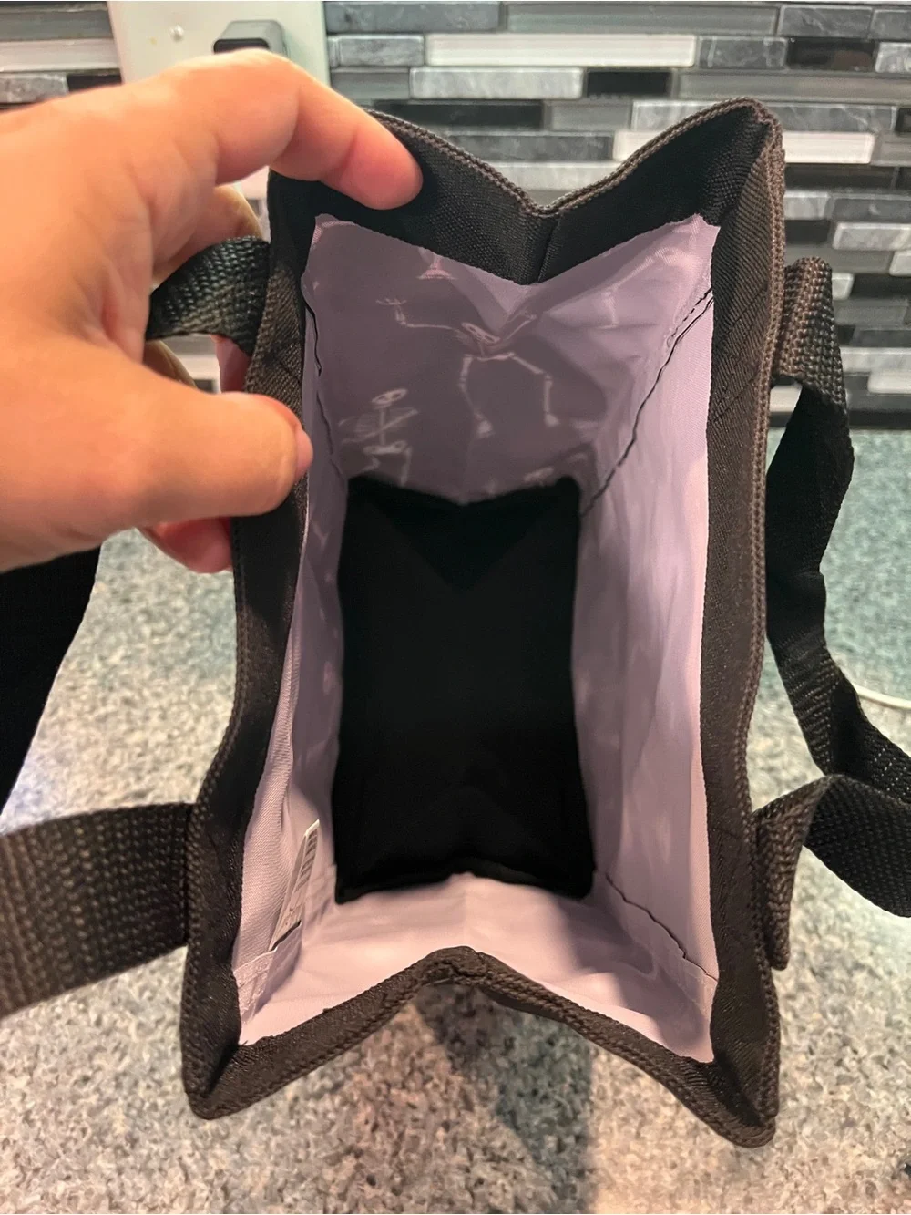 thirty-one Black Tote Bag with White Skeleton Print
